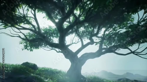 Breathing Tree with Light Pulses in Fog