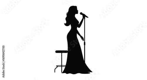 a singer performing with microphone silhouette art