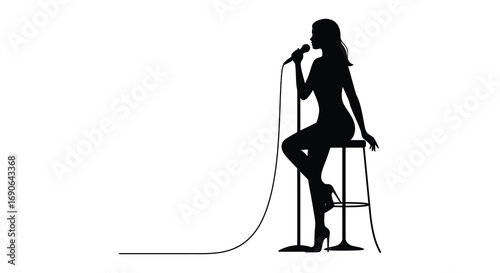 a singer performing on stage with microphone silhouette