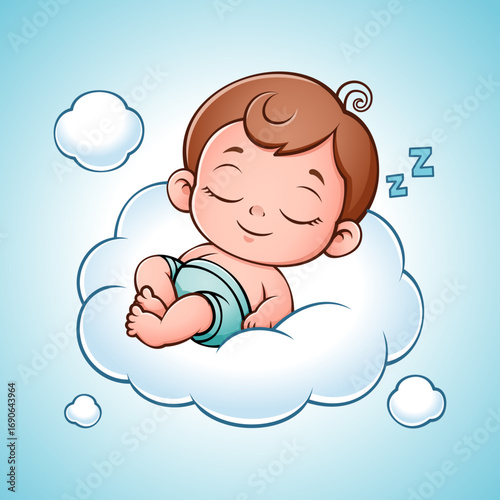 baby sleeping on the cloud