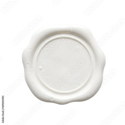 3D White wax seal isolated on white, blank White wax seal