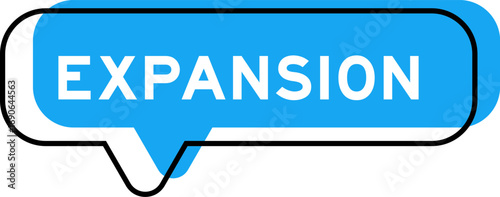 Speech banner and blue shade with word expansion on white background