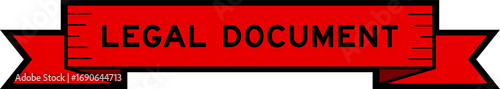 Ribbon label banner with word legal document in red color on white background