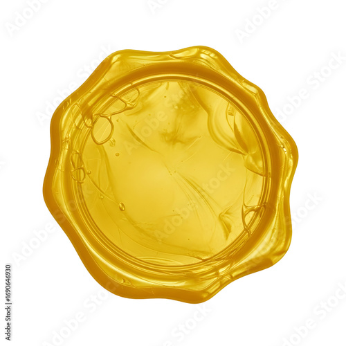 3D Yellow wax seal isolated on white