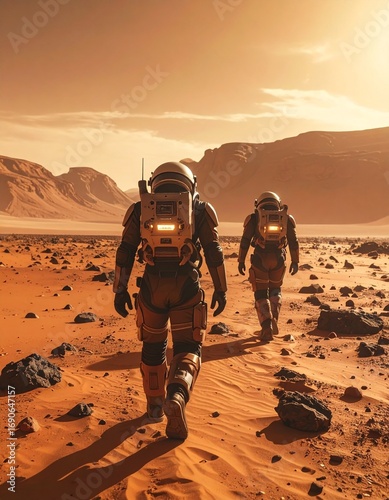 Exploration on the Red Planet: Astronauts Walking on Mars in Search of Life, Humanity's Next Giant Leap: Martian Expedition Underway with Courageous Astronauts