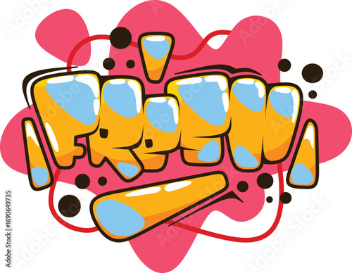 fresh word graffiti text sticker illustration	
