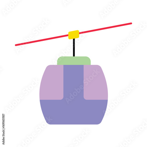 Modern Colorful Cable Car Gondola Lift Vector Icon