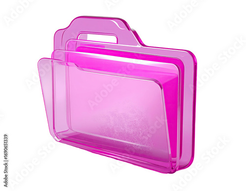 Glossy, translucent pink folder icon, 3D style
