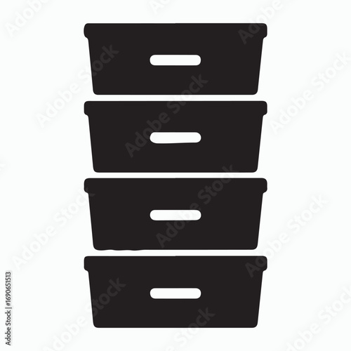 Plastic drawer unit black glyph icon storage drawer