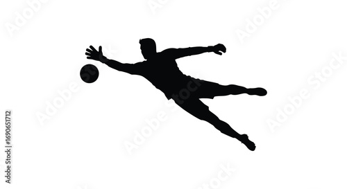a rugby player diving to catch ball in mid air