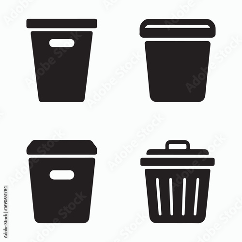 Storage bins glyph icons set home organization