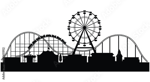 amusement park silhouette featuring roller coaster ferris wheel