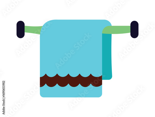 Modern Colorful Towel on a Rack Vector Icon