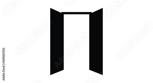 a simple black silhouette of an open door