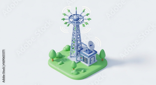 Telecommunication tower antenna communication technology and signal transmission infrastructure broadcasting station