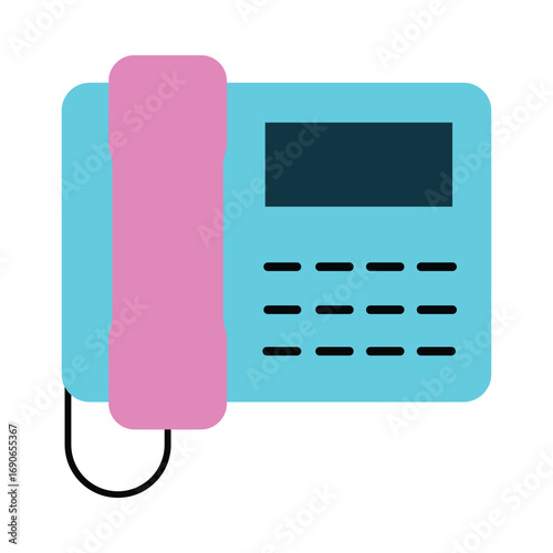 Modern Colorful Office Landline Telephone Vector Icon