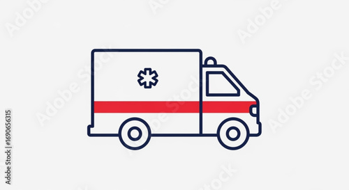 Emergency ambulance vehicle vector graphic for healthcare services and medical transportation and urgent care needs