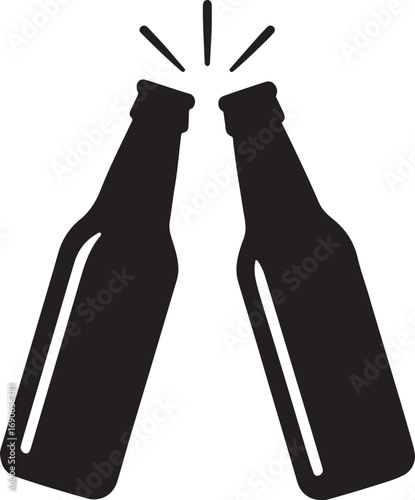 Beer Bottle Cheers silhouette Vector Symbol of Celebration Friendship Toasting and Good Times