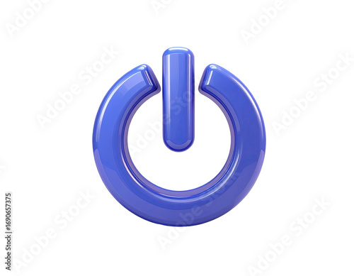 3D render of a vibrant blue power button (1)