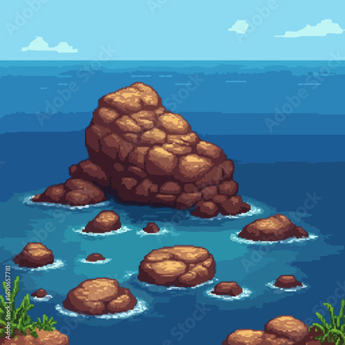 Rocky sea pixel art