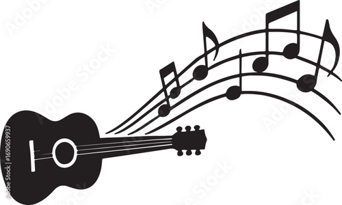 guitar and musical notes