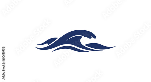 a simple blue wave logo design on white background