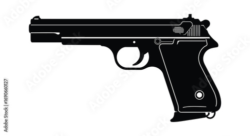a detailed illustration of a classic handgun silhouette