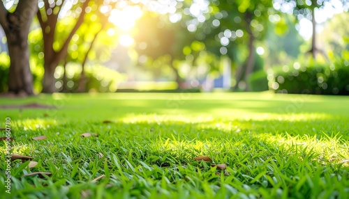 Fototapeta Naklejka Na Ścianę i Meble -  Lush green park grass in sunlight
