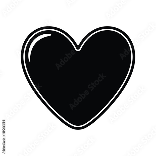 Simple black heart shape silhouette icon love symbol graphic element vector