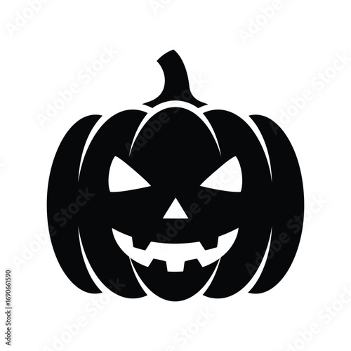 Spooky halloween jackolantern silhouette scary face autumn celebration graphic vector