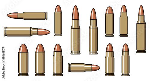 a collection of various types of bullets arranged neatly