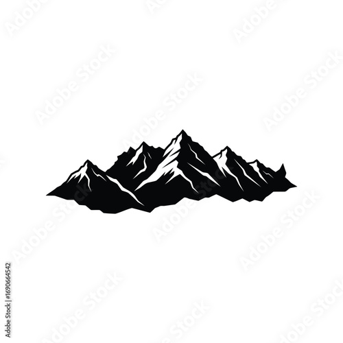 Majestic mountain peaks landscape silhouette vector nature outdoor adventure graphic vector