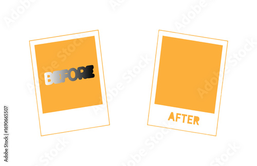 Conceptual illustration showing the comparison of results with before and after instant photo style frames for presenting change and transformation