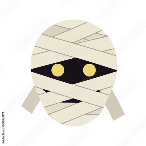 Cute mummy face cartoon character halloween costume icon illustration vector