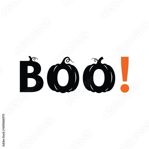 Halloween boo pumpkin text with exclamation mark isolated vector