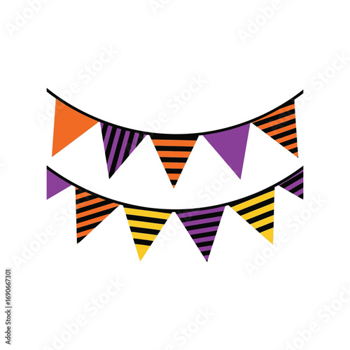 Halloween bunting flags festive decoration party garland celebration autumn season vector