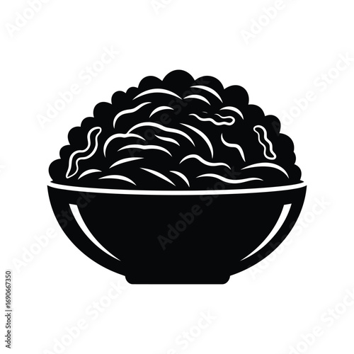 Simple silhouette of a bowl filled with grains or rice stylized illustration vector
