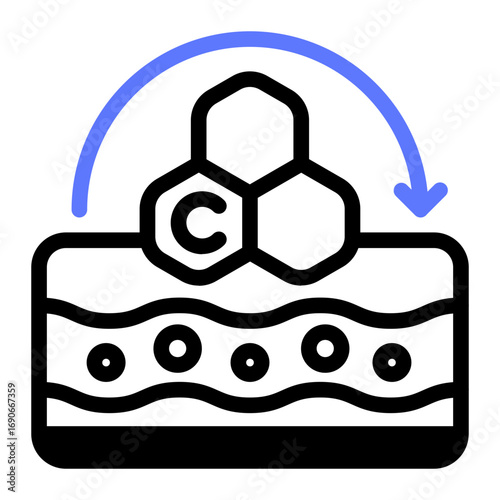 This Collagen icon is suitable for use in Skincare, Dermatology, and related fields.