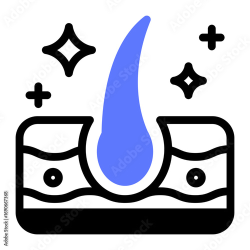 This Hair follicle icon is suitable for use in Skincare, Dermatology, and related fields.