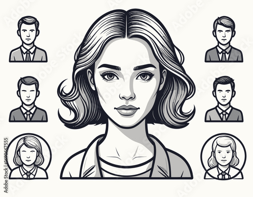 Diverse Professional Avatars - A Collection of Business Portraits.