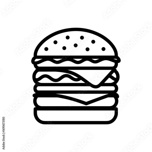 Delicious double cheeseburger with sesame seed bun and crispy lettuce
