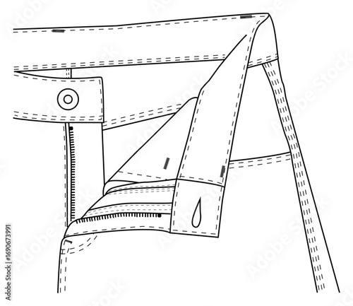 denim pants front fly ciocure technical vector design
