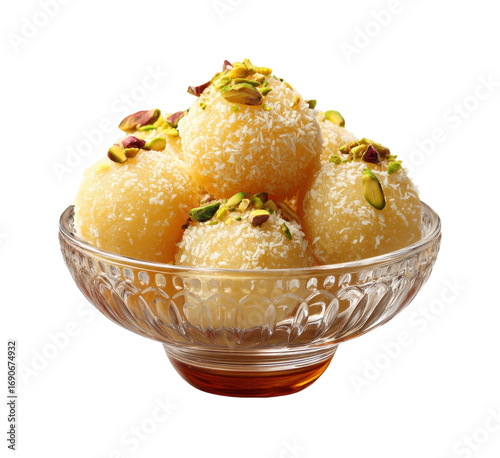 Delicious coconut ladoo dessert indian cuisine food