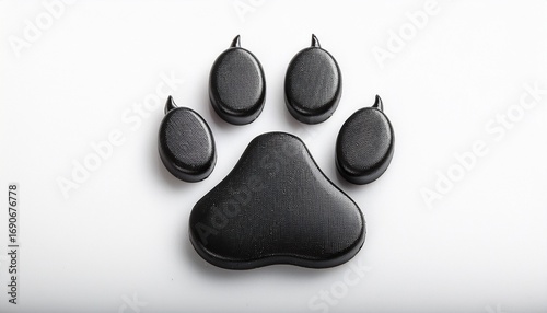 black paw print on white background