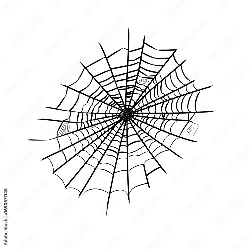 Fototapeta premium Spider web in black and white PNG 