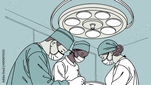 Surgical Team Performing Procedure in Operating Room.