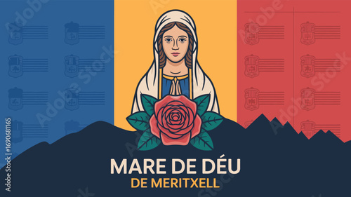 Mare de Déu de Meritxell Patron Saint Day Andorra Illustration