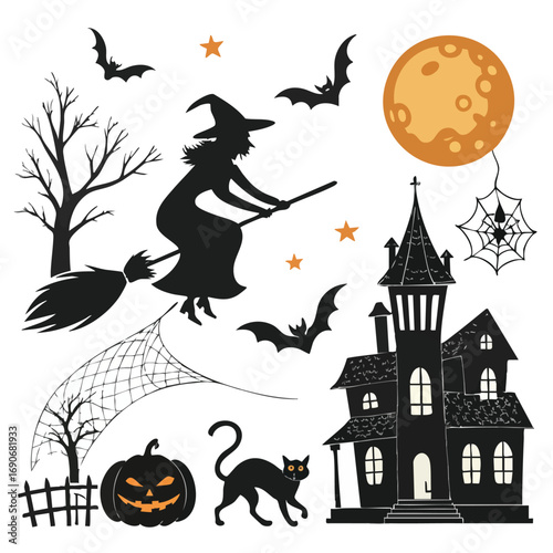 halloween background with pumpkin and bats