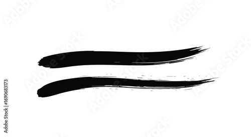 Two parallel brushstrokes forming an equals sign.