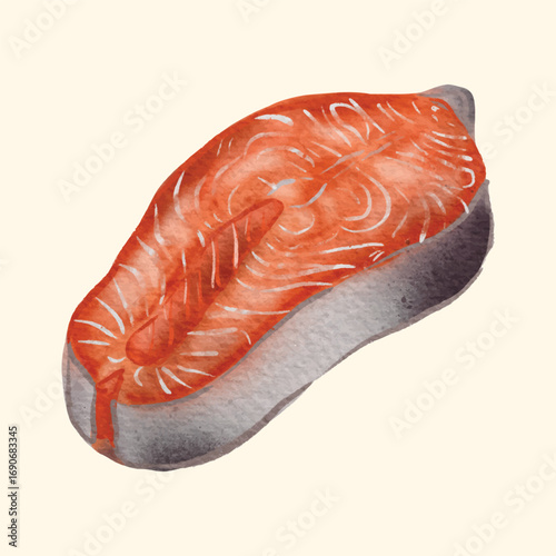 Illustration of an Seafood Salmon Meat